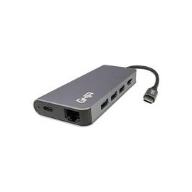ADAPTADOR MULTIPUERTO / DOCKING STATION 8 EN 1 GHIA USB 3.1 DE TIPO C A HDMI / RJ45 / USB 3.1 3 /