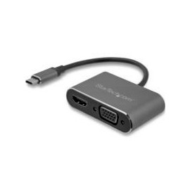 ADAPTADOR USB-C A VGA Y HDMI - 2EN1 - 4K 30HZ - GRIS ESPACIAL - ADAPTADOR DE VIDEO EXTERNO USB TIPO