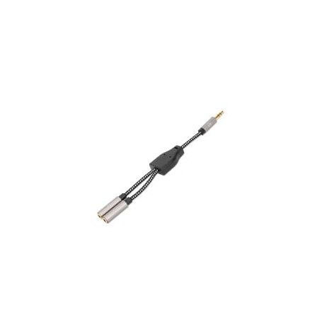 ADAPTADOR,MANHATTAN,356114, AUDIO 3.5MM 1 M A 2 H, 15CM, CONECTA DOS AUDIFONOS A UN JACK DE 3.5MM, A