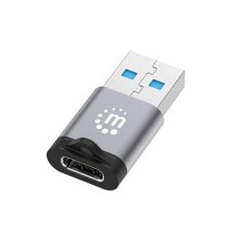 ADAPTADOR,MANHATTAN,356305, USB-C V3.2 GEN1, AM-CH, 5GBPS 3A, ALUMINIO GRIS ESPACIAL / NEGRO MANHATT