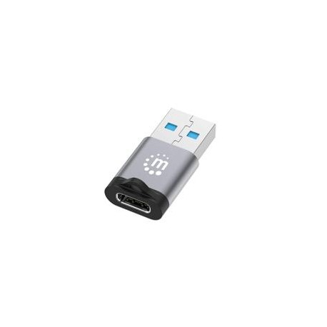 ADAPTADOR,MANHATTAN,356305, USB-C V3.2 GEN1, AM-CH, 5GBPS 3A, ALUMINIO GRIS ESPACIAL / NEGRO MANHATT