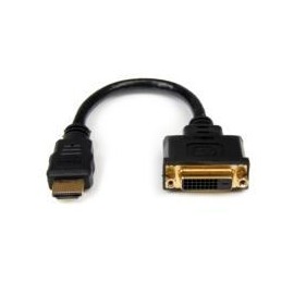 CABLE ADAPTADOR DE 20CM HDMI A DVI - DVI-D HEMBRA - HDMI MACHO - CABLE CONVERTIDOR DE VIDEO - NEGRO