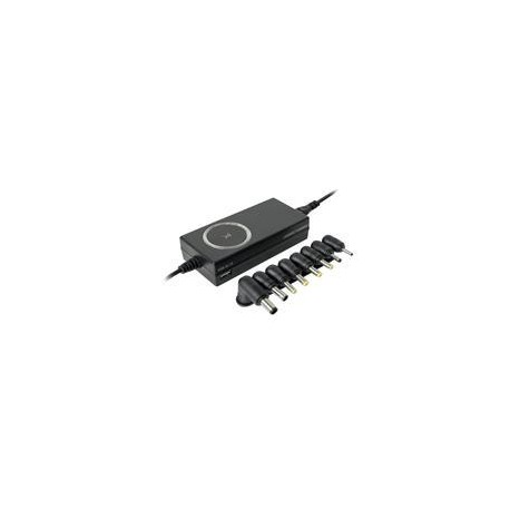 CARGADOR UNIVERSAL INTELIGENTE C / PUNTAS INTERCAMBIABLES Y PUERTO USB PERFECT CHOICE NEGRO PERFECT