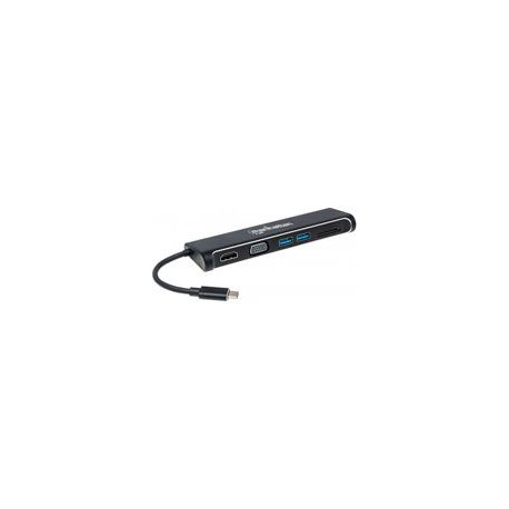 DOCKING,MANHATTAN,152631,4-1,USB-C A HDMI VGA 2 USB 3.1 LECTOR TARJETAS SD M-H MANHATTAN 152631