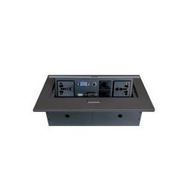 CAJA BROBOTIX PARA MESA HDMI X1, USB X1, CORRIENTE X2, RJ45 X2, SVGAX1, STEREO X1, NEGRO BROBOTIX