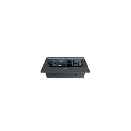 CAJA BROBOTIX PARA MESA HDMI X1, USB X1, CORRIENTE X2, RJ45 X2, SVGAX1, STEREO X1, NEGRO BROBOTIX
