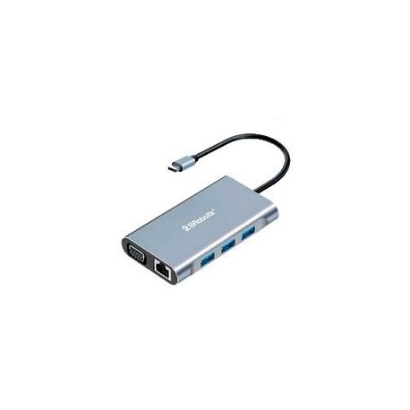 DOCKING STATION BROBOTIX, 7 EN 1, USB-C MACHO X1 A HDMI 2K Y 4K X1, RJ45 GIGABIT X1, USB-A V3.0 X3,