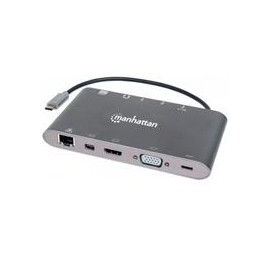 DOCKING USB,MANHATTAN,152808,-C 11 PTOS, HDMI / MINI DP / VGA, USB-C PD / 3XUSBV3.2, RED / AUDIO /