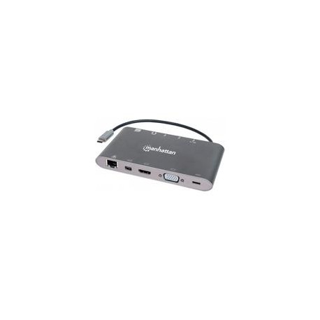 DOCKING USB,MANHATTAN,152808,-C 11 PTOS, HDMI / MINI DP / VGA, USB-C PD / 3XUSBV3.2, RED / AUDIO /