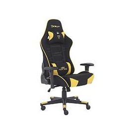 SILLA GAMER DE TELA OCELOT / COLOR AMARILLA CON NEGRO / BASE REFORZADA DE NYLON / DESCANSA BRAZO