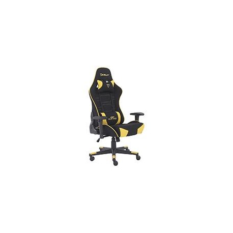 SILLA GAMER DE TELA OCELOT / COLOR AMARILLA CON NEGRO / BASE REFORZADA DE NYLON / DESCANSA BRAZO