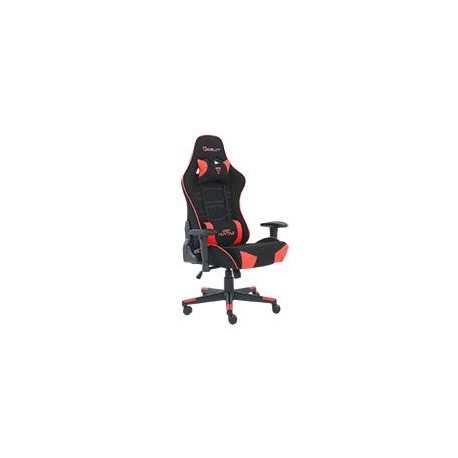 SILLA GAMER DE TELA OCELOT / COLOR NEGRO CON ROJO / BASE REFORZADA DE NYLON / DESCANSA BRAZOS AJU