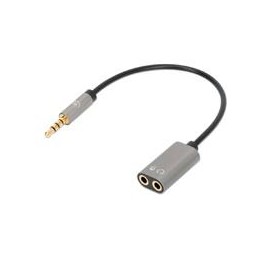 ADAPTADOR AUDIO,MANHATTAN,356107, 3.5MM TRRS 1 M A 2 H, 20CM, DIVIDE AUDIO PARA AUDIFONO Y MIC, NEGR