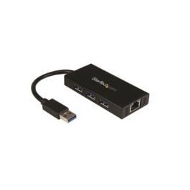 HUB USB 3.0 DE ALUMINIO CON CABLE - CONCENTRADOR DE 3 PUERTOS USB CON ADAPTADOR DE RED ETHERNET GIGA