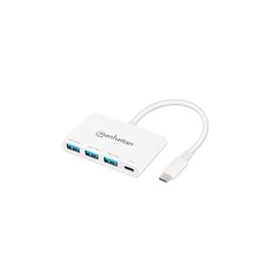 HUB USB-C,MANHATTAN,168434, 3 PTOS A + 1 PTO C PD, 5GBPS, BLANCO MANHATTAN 168434