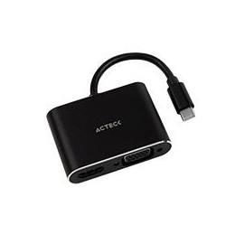 ADAPTADOR ACTECK SHIFT PLUS AV420 / USB C - HDMI + VGA / 4K / 10 CM / NEGRO / AC-934657 AC