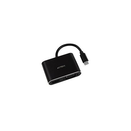 ADAPTADOR ACTECK SHIFT PLUS AV420 / USB C - HDMI + VGA / 4K / 10 CM / NEGRO / AC-934657 AC